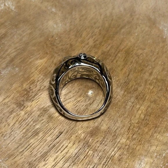 Angelique De Paris Clear Resin & White Topaz Contessa Dome Sterling Silver Ring